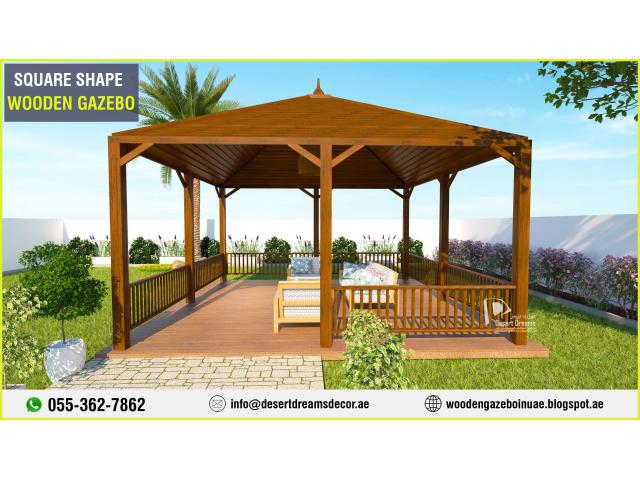 Wooden Gazebo in Uae | Best Price | Square Shape Gazebo | Al Ain | Abu Dhabi.