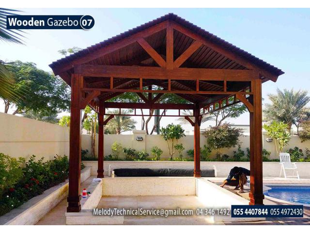 Wooden Roof Gazebo | Garden Gazebo in Dubai | Gable Roof Gazebo