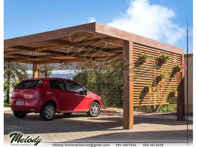 Wooden Car Parking Shade in Dubai | WPC Carport Suppliers in UAE