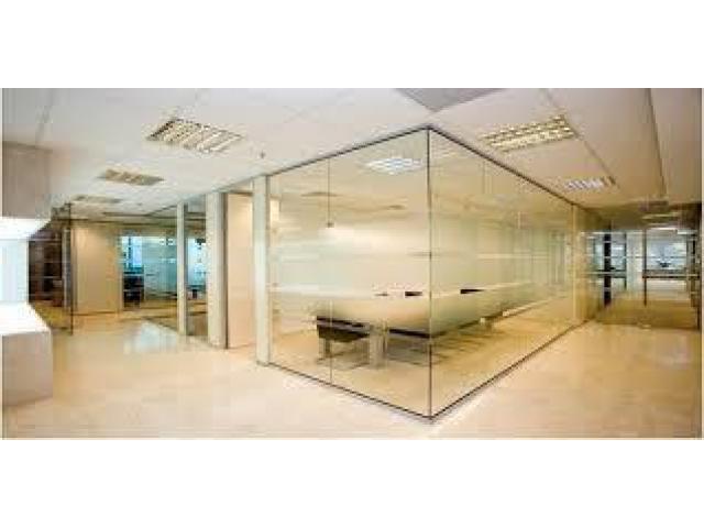 SHOWER/OFFICE Glass Partition, Sand Blasting, Lamination works