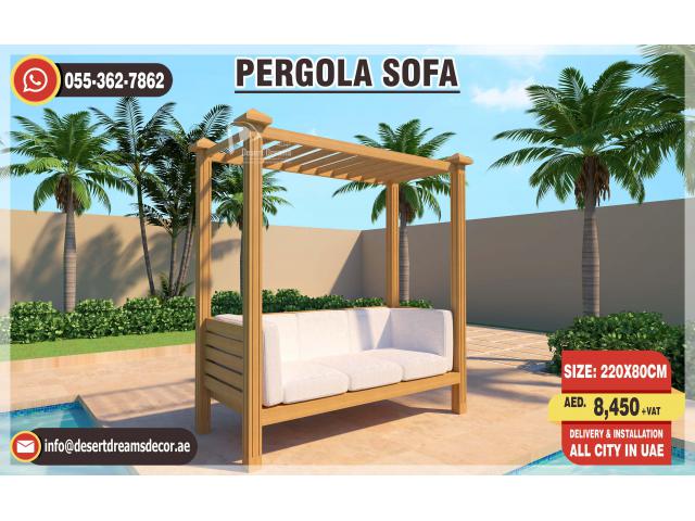 Pergola Sofa in Uae | Glass Roof Pergola | Creative Design Wooden Pergola Uae.