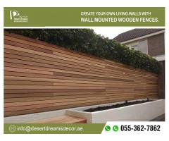Horizontal Style Fence in Uae | Solid Wood Fences | Wall Mounted Fences | Dubai | Abu Dhabi.