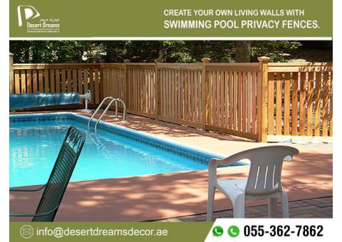 Swimming Pool Covered Fences | Villa Privacy Wooden Fencing | Abu Dhabi | Dubai.