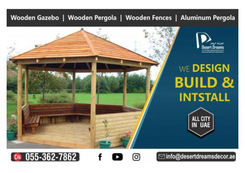 Outdoor Wooden Roofing Gazebo | Design, Build and Install Wooden Gazebo Abu Dhabi.