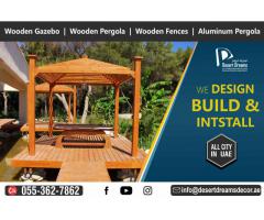 Outdoor Wooden Roofing Gazebo | Design, Build and Install Wooden Gazebo Abu Dhabi.