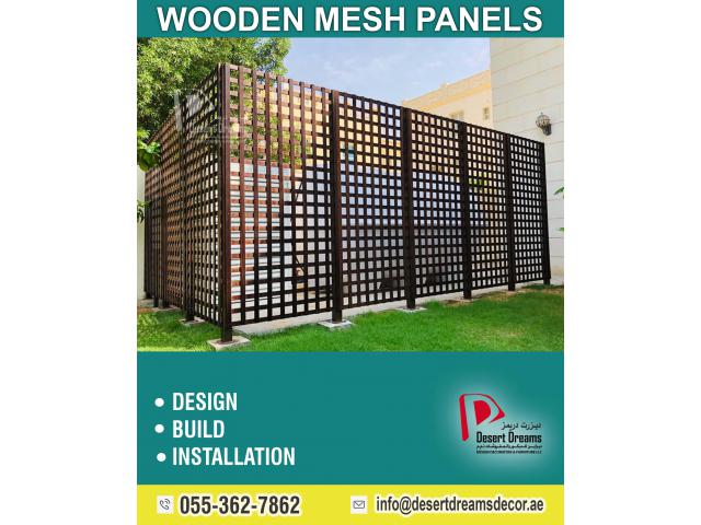 Wall Mounted Slatted Fences in Uae | Wooden Privacy Fence and Gates | Dubai.