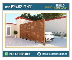 Wall Mounted Slatted Fences in Uae | Wooden Privacy Fence and Gates | Dubai.