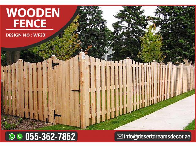 Natural Wood Finish Fence Uae | Garden Fence Abu Dhabi | Garden Fence Dubai.