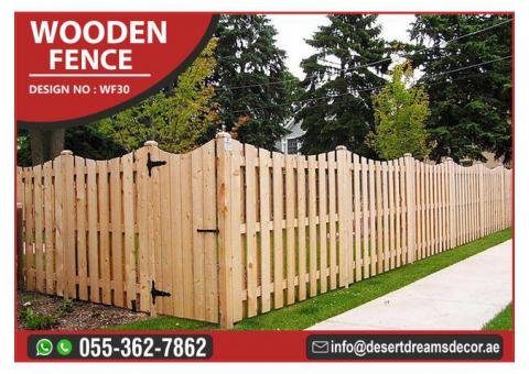 Natural Wood Finish Fence Uae | Garden Fence Abu Dhabi | Garden Fence Dubai.