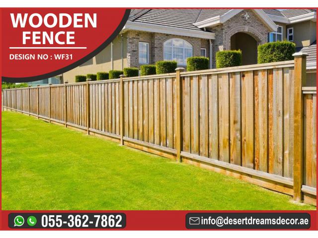 Natural Wood Finish Fence Uae | Garden Fence Abu Dhabi | Garden Fence Dubai.