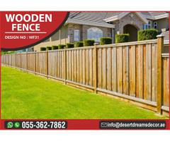 Natural Wood Finish Fence Uae | Garden Fence Abu Dhabi | Garden Fence Dubai.