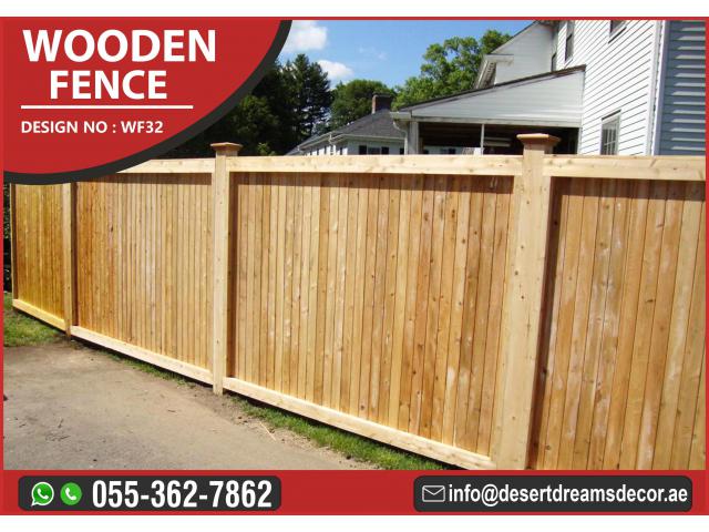 Natural Wood Finish Fence Uae | Garden Fence Abu Dhabi | Garden Fence Dubai.