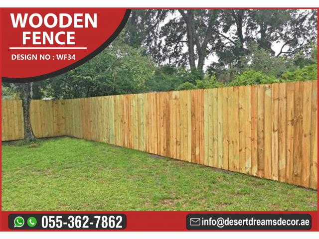 Natural Wood Finish Fence Uae | Garden Fence Abu Dhabi | Garden Fence Dubai.