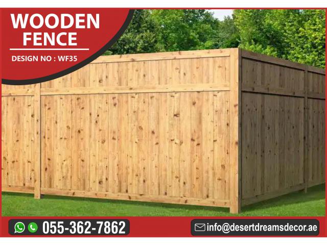 Natural Wood Finish Fence Uae | Garden Fence Abu Dhabi | Garden Fence Dubai.