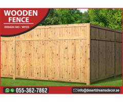 Natural Wood Finish Fence Uae | Garden Fence Abu Dhabi | Garden Fence Dubai.