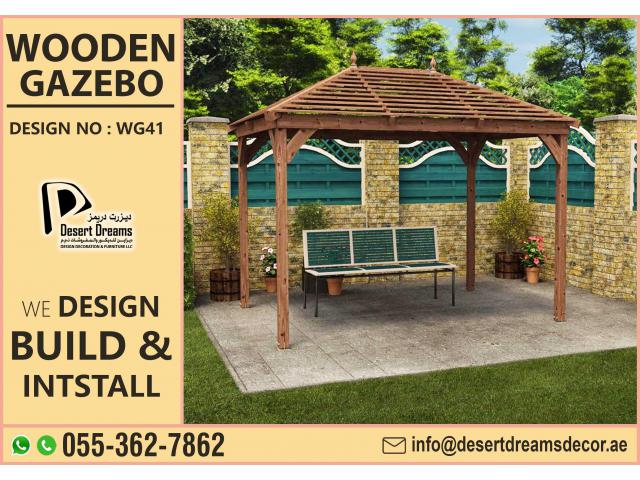 Backyard Wooden Gazebo Uae | Pool Side Gazebo | Wooden Gazebo Abu Dhabi.