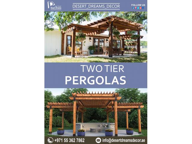 Two Tier Wooden Pergola Uae | Pergola Over Jacuzzi | Pergola Uae.