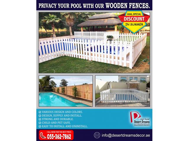 Swimming Pool Wooden Fence Dubai | Free Standing Fence Suppliers in Uae.