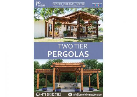 Two Tier Wooden Pergola Uae | Supply and Install Wooden Pergola Uae.