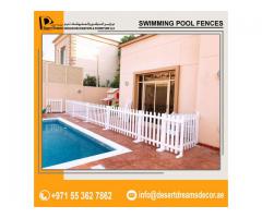 Wall Mounted Wooden Fences Abu Dhabi | White Picket Fences | Swimming Pool Fence Abu Dhabi.