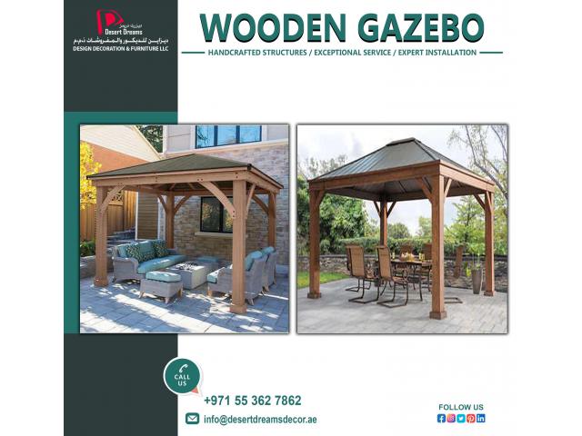 Round Shape Wooden Gazebo in Uae | Square Wooden Gazebo Abu Dhabi, Al Ain.