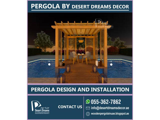 Wooden Pergola in Jumeirah Area | Supply and Install Solid Wood Pergola in Dubai.