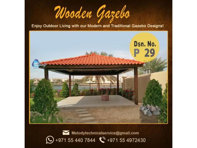 Wooden Gazebo | Gable Gazebo | Clay Stone Gazebo Manufacturer in UAE