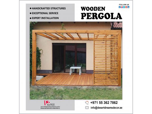 Wooden Pergola Installation in Dubai, Abu Dhabi, Al Ain | 5 Years Warranty.