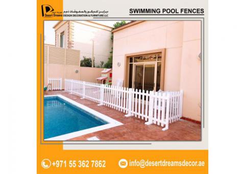 Swimming Pool Wooden Fences Dubai | White Picket Fence | Natural Wood Fence.