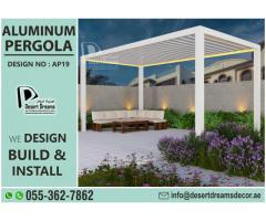 Aluminum Modern Design Pergola in Uae | 5 Years Warranty | Strong Frames and Tubes.