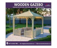 Sitting Area Wooden Gazebo Uae-Design and Build Gazebos Uae.