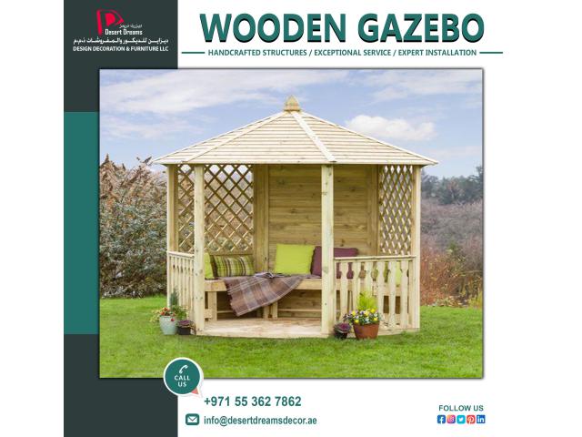 Solid Wood Gazebo Uae | Wooden Gazebo Abu Dhabi.