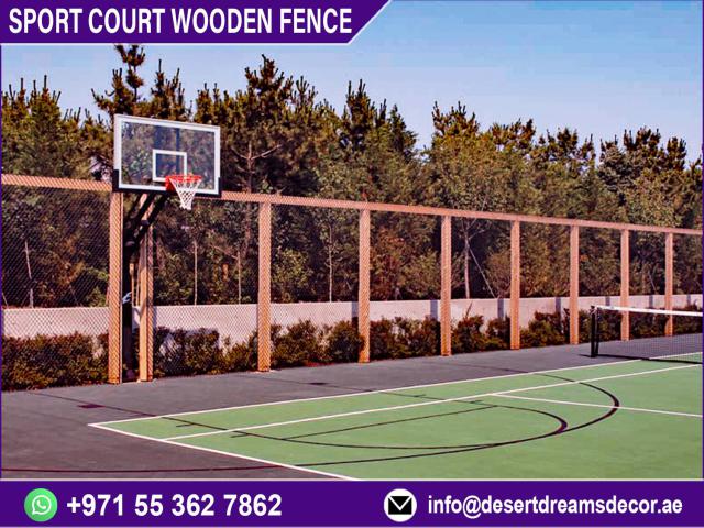 Sports Court Privacy Fence Uae | Play Area Wooden Fence Uae.