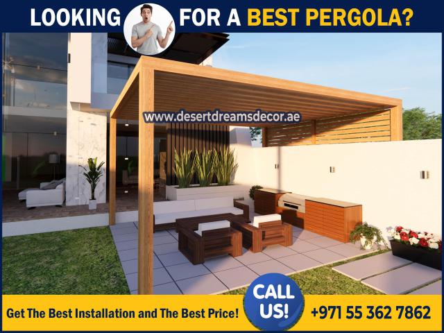 Balcony Wooden Pergola Uae | Terrace Pergola | Wall attached Wooden Pergola Uae.