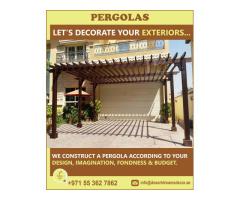 Balcony Wooden Pergola Uae | Terrace Pergola | Wall attached Wooden Pergola Uae.