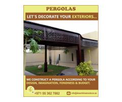 Balcony Wooden Pergola Uae | Terrace Pergola | Wall attached Wooden Pergola Uae.