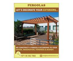 Balcony Wooden Pergola Uae | Terrace Pergola | Wall attached Wooden Pergola Uae.