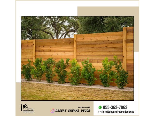 Outdoor Privacy Screen Uae | Wooden Mesh Panels | Natural Wood Fence Uae.