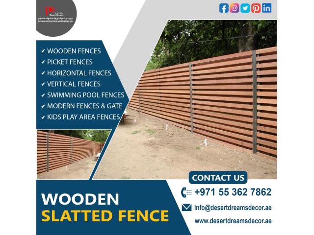 Wooden Slatted Fence Uae | Wooden Vertical Fence Uae.