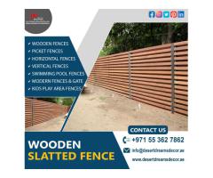 Wooden Slatted Fence Uae | Wooden Vertical Fence Uae.