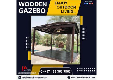 Teak Wood Gazebo Dubai | Seating Area Gazebo | Round Gazebo Uae.