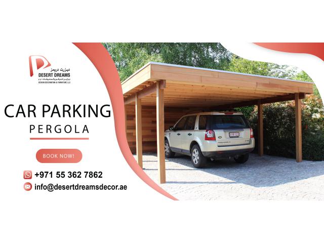 Car Parking Shades Uae | Aluminum Parking Pergola | Wooden Parking Pergola.