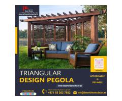 Triangular Pergola Uae | Louver Roofing Pergola | Solid Wood Pergola Uae.
