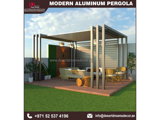 Garden Seating Aluminum Shades | Louver Aluminum Pergola | Modern Pergola Uae.
