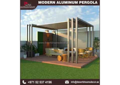 Garden Seating Aluminum Shades | Louver Aluminum Pergola | Modern Pergola Uae.