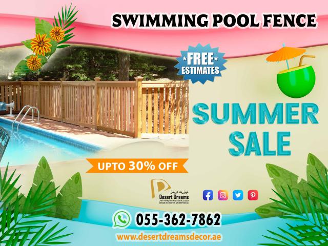 Swimming Pool Wooden Fences | Natural Wood Fence | Garden Privacy Fence Uae.