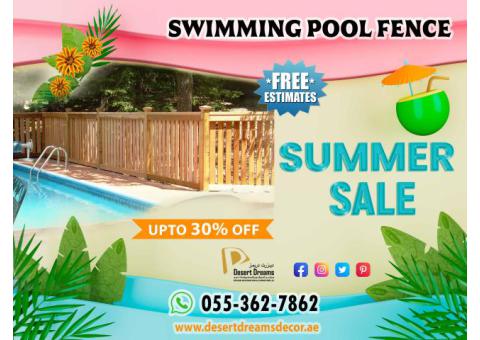 Swimming Pool Wooden Fences | Natural Wood Fence | Garden Privacy Fence Uae.