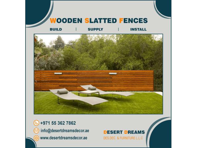 Swimming Pool Wooden Fences | Natural Wood Fence | Garden Privacy Fence Uae.