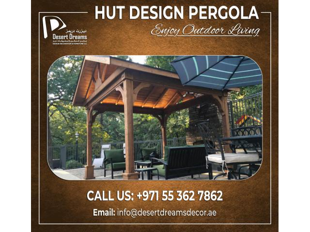 Modern Look Wooden Pergola Uae | BBQ Pergola | Hut Design Pergola Uae.