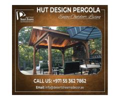 Modern Look Wooden Pergola Uae | BBQ Pergola | Hut Design Pergola Uae.